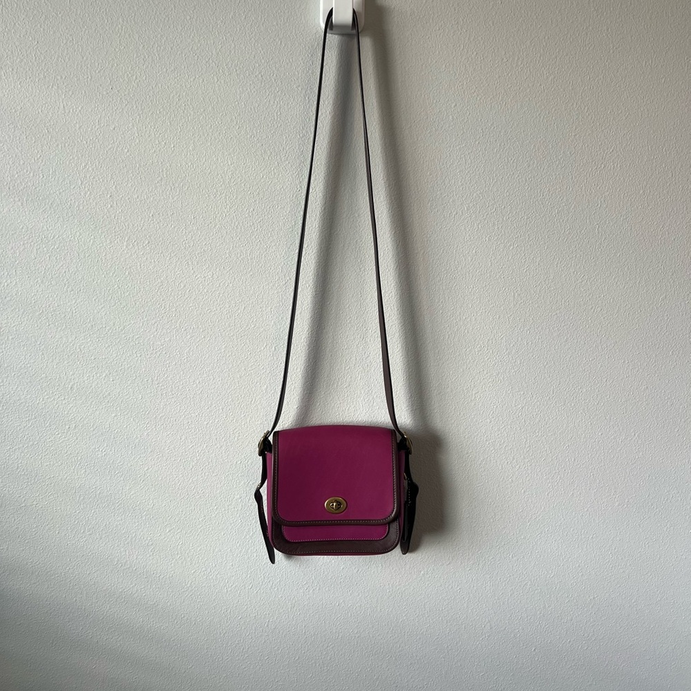 Coach Original Leather Magenta and Brown Crossbody Bag - EUC - No Call Outs - Picture 2 of 14